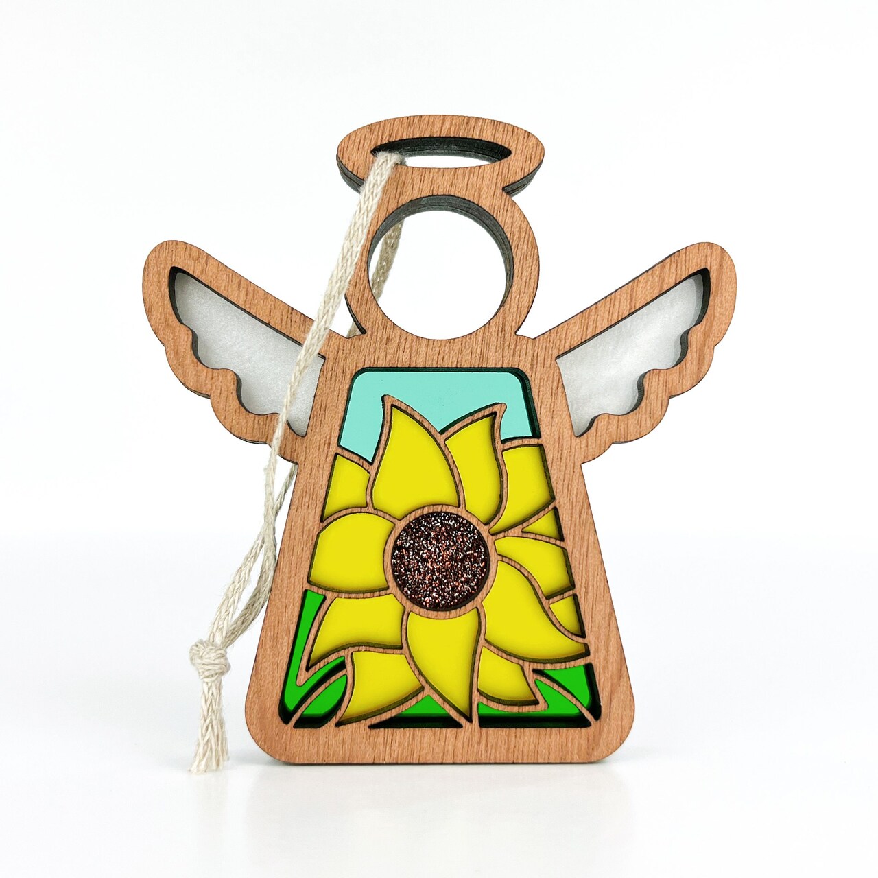 3.5" (H) Sunflower Ornament - Handcrafted in Texas - Mother's Angels® Angel Wings Figurine